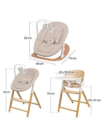 LIONELO Celia 3 in 1 Set seggiolone convertibile - Sdraietta - Fino a 90 kg - Regolazione con una ma