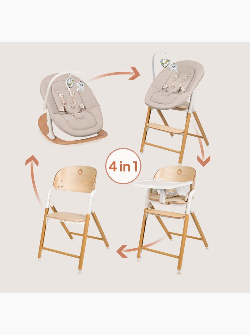 LIONELO Celia 3 in 1 Set seggiolone convertibile - Sdraietta - Fino a 90 kg - Regolazione con una ma Legno naturale - Kiabi