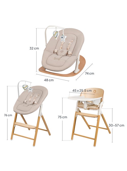 LIONELO Celia 3 in 1 Set seggiolone convertibile - Sdraietta - Fino a 90 kg - Regolazione con una ma - Kiabi