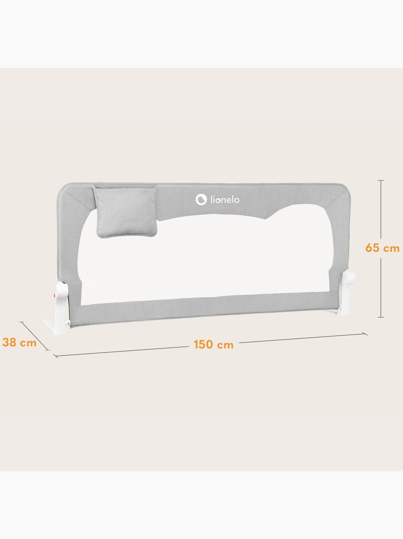 LIONELO Hanna Sponda per letto per bambini - 150x65cm - Pieghevole - Protezione anticaduta - Rete tr Grigio - Kiabi