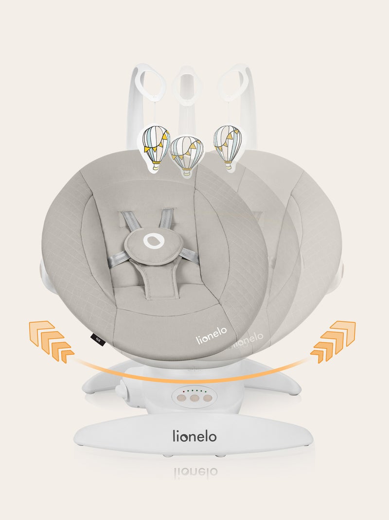 LIONELO Iris 360° Altalena Elettrica - Sdraietta - Leggera - 12 melodie - 3 modalità - 5 velocità Beige - Kiabi