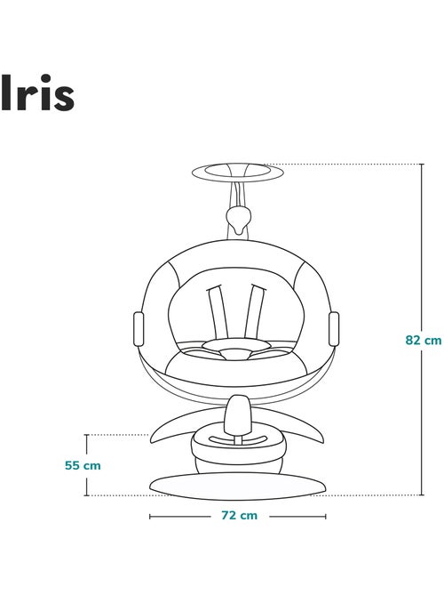 LIONELO Iris 360° Altalena Elettrica - Sdraietta - Leggera - 12 melodie - 3 modalità - 5 velocità - Kiabi