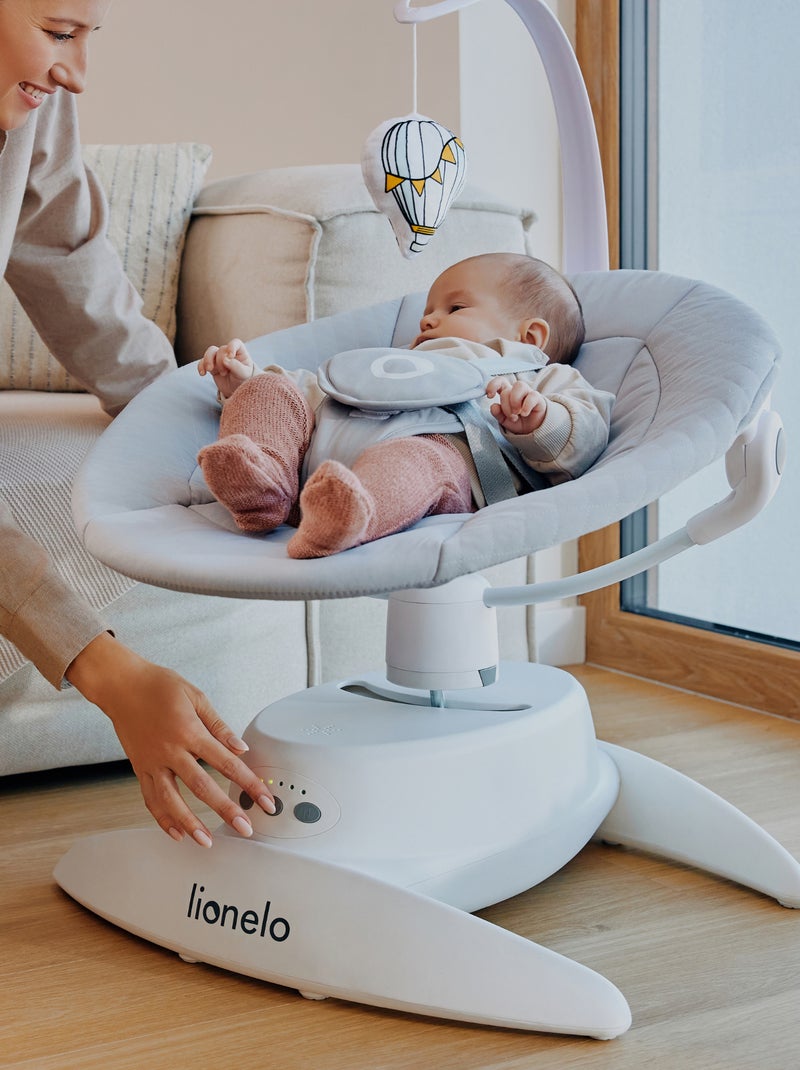 LIONELO Iris 360° Altalena Elettrica - Sdraietta - Leggera - 12 melodie - 3 modalità - 5 velocità Grigio - Kiabi