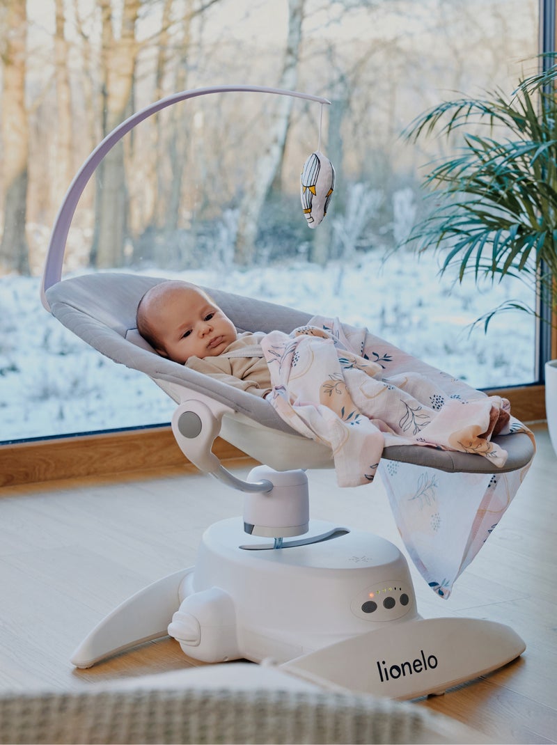 LIONELO Iris 360° Altalena Elettrica - Sdraietta - Leggera - 12 melodie - 3 modalità - 5 velocità Grigio - Kiabi
