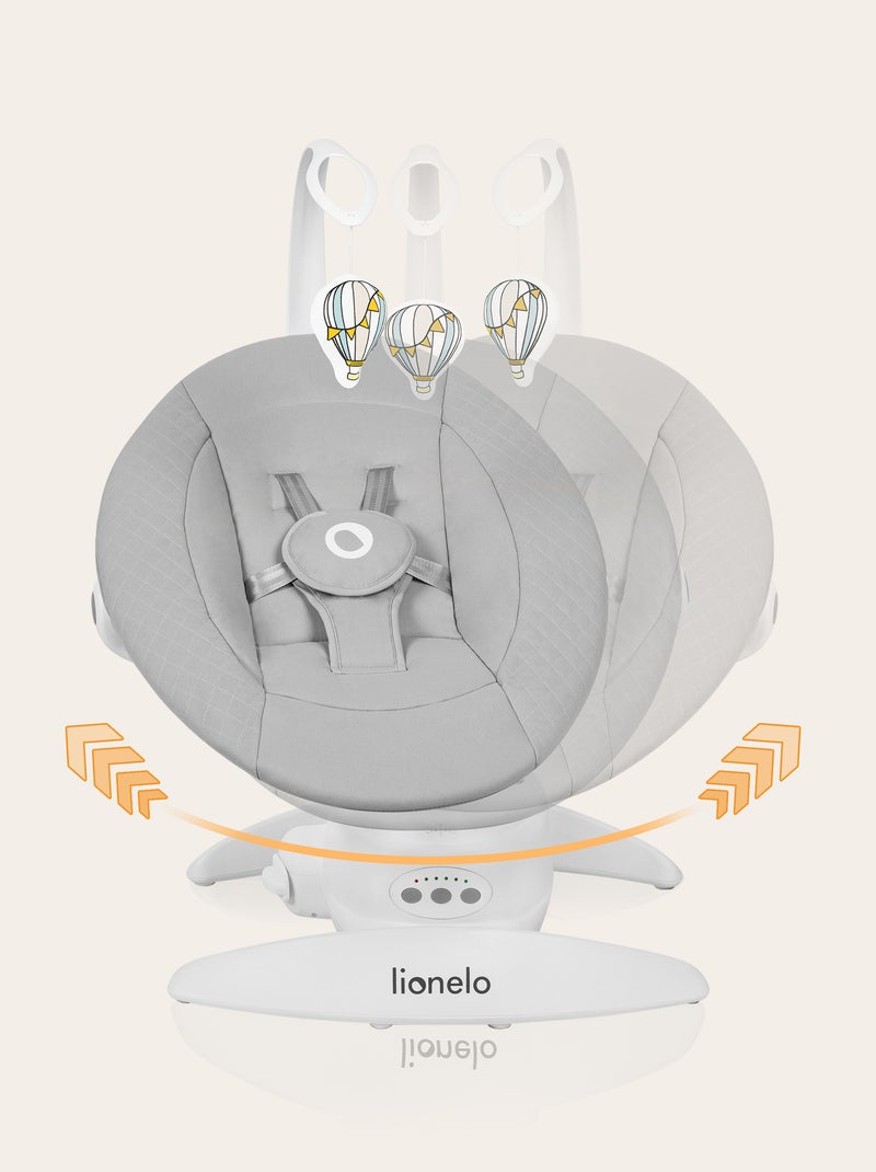 LIONELO Iris 360° Altalena Elettrica - Sdraietta - Leggera - 12 melodie - 3 modalità - 5 velocità Grigio - Kiabi