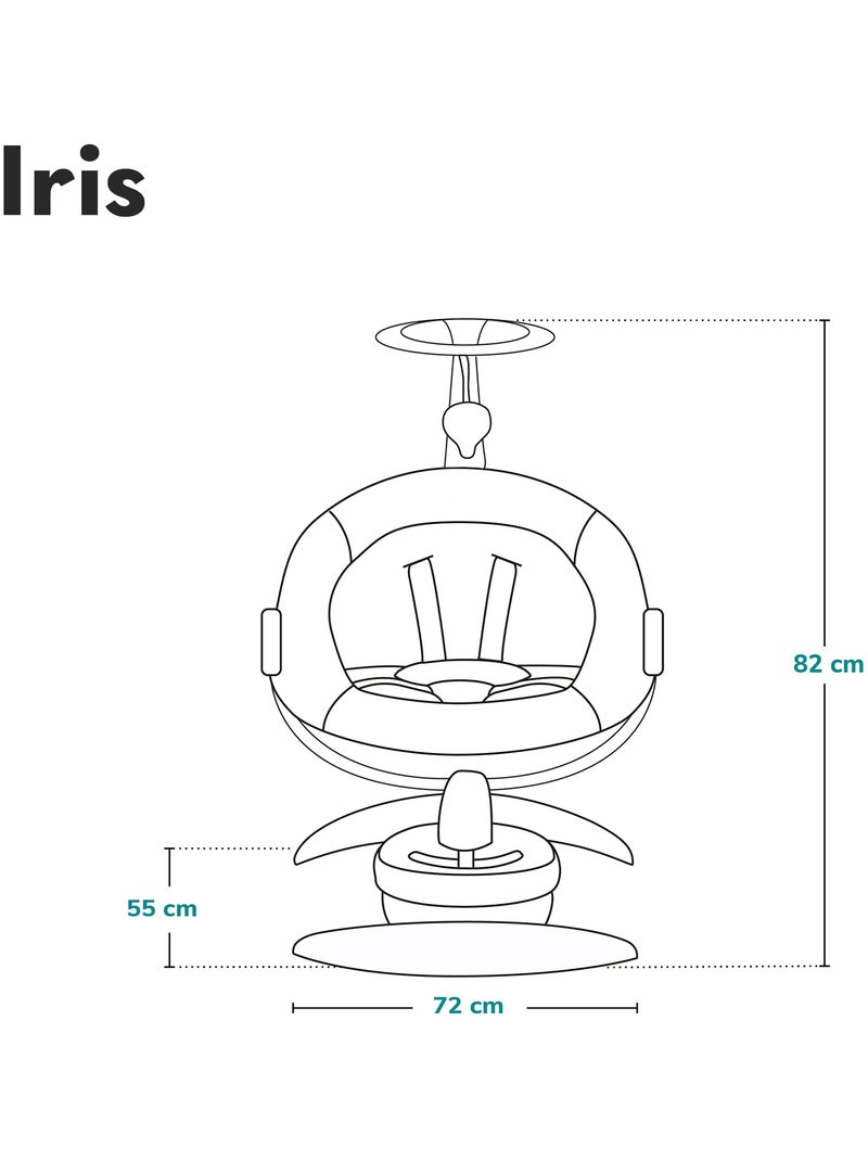 LIONELO Iris 360° Altalena Elettrica - Sdraietta - Leggera - 12 melodie - 3 modalità - 5 velocità Grigio - Kiabi