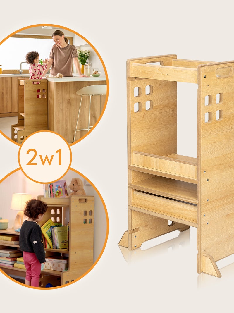 LIONELO Kitchen Helper - Torre di osservazione e apprendimento evolutiva - Montessori - Libreria Legno naturale - Kiabi