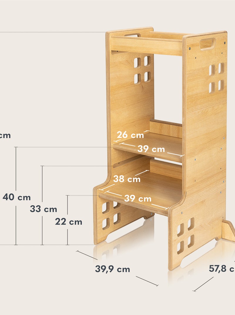 LIONELO Kitchen Helper - Torre di osservazione e apprendimento evolutiva - Montessori - Libreria Legno naturale - Kiabi