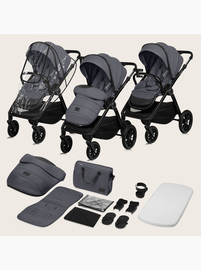 LIONELO Layla 2-in-1 Travel System - Fino a 22 kg - Il sistema da viaggio include passeggino, navice Grigio - Kiabi