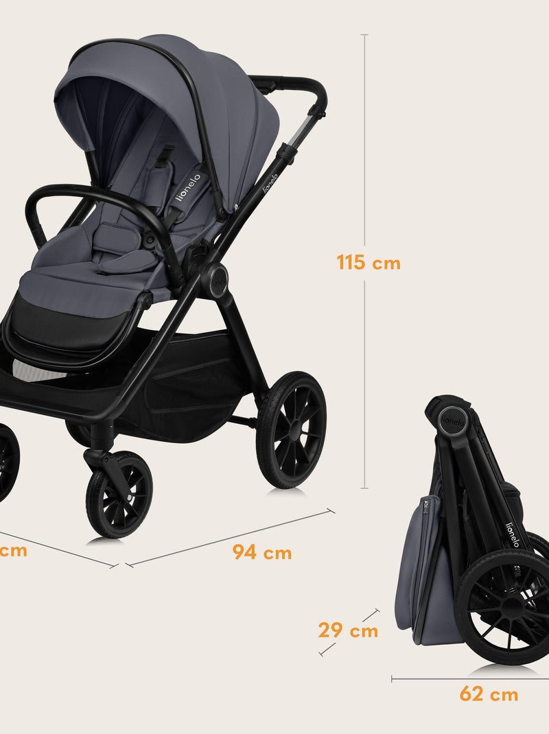 LIONELO Layla 2-in-1 Travel System - Fino a 22 kg - Il sistema da viaggio include passeggino, navice Grigio - Kiabi