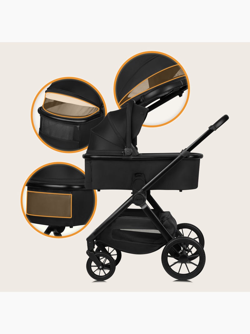 LIONELO Layla 2-in-1 Travel System - Fino a 22 kg - Il sistema da viaggio include passeggino, navice Nero - Kiabi