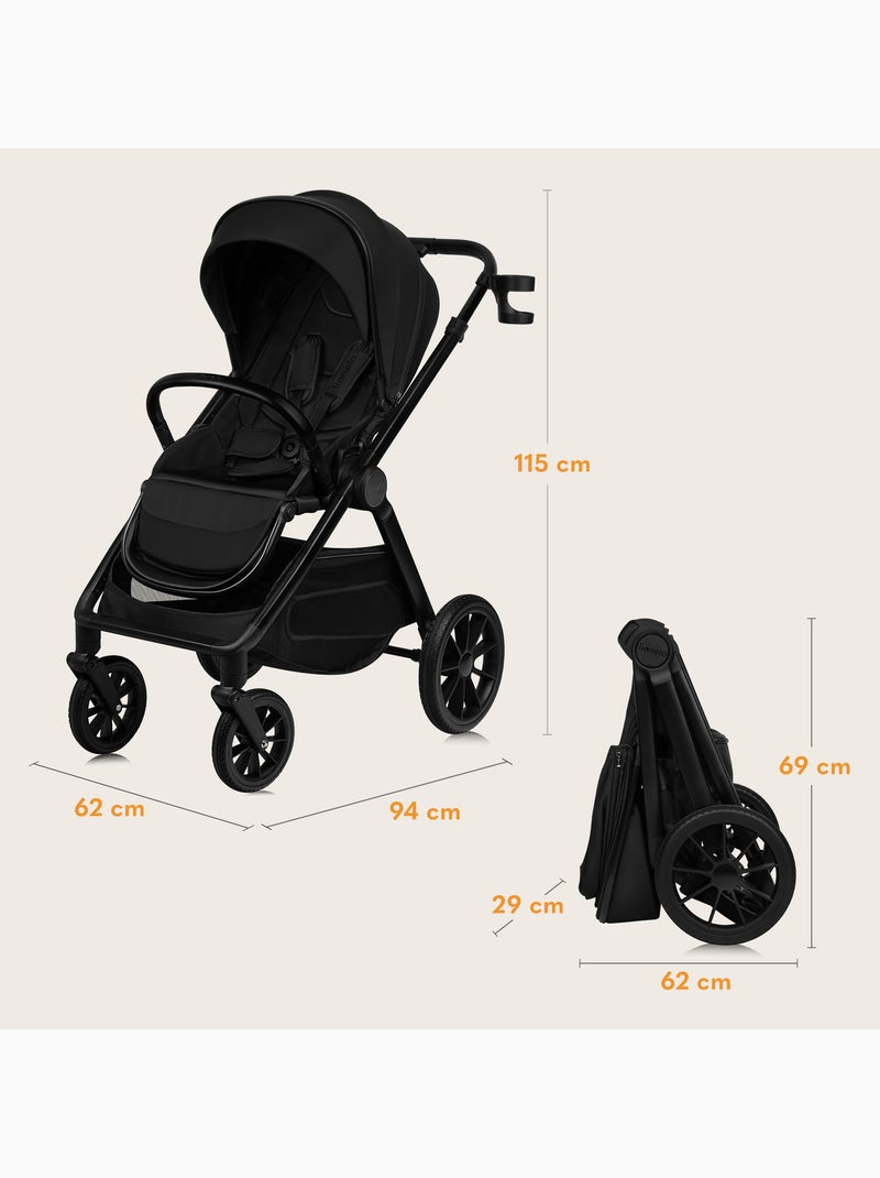 LIONELO Layla 2-in-1 Travel System - Fino a 22 kg - Il sistema da viaggio include passeggino, navice Nero - Kiabi