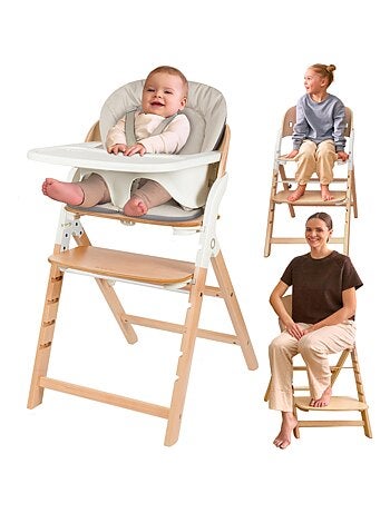 LIONELO Megan Seggiolone 3 in 1 in legno - Fino a 110 kg - Regolabile - Vassoio rimovibile