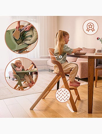 LIONELO Megan Seggiolone 3 in 1 in legno - Fino a 110 kg - Regolabile - Vassoio rimovibile