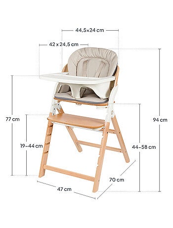 LIONELO Megan Seggiolone 3 in 1 in legno - Fino a 110 kg - Regolabile - Vassoio rimovibile