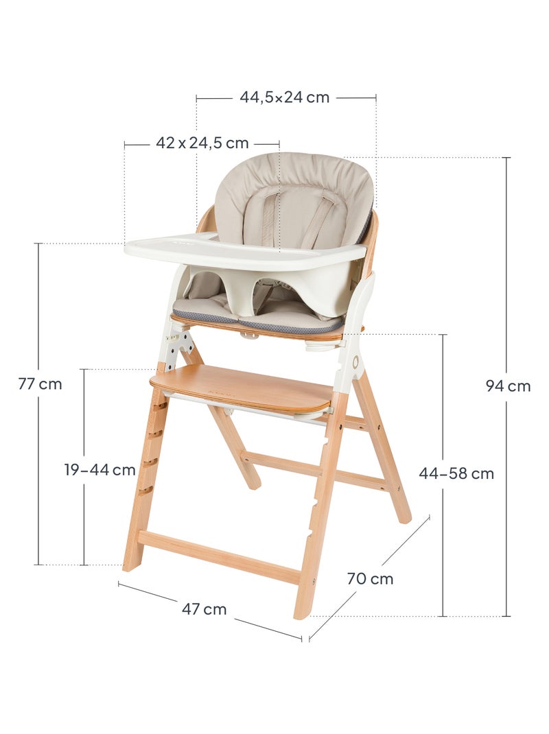 LIONELO Megan Seggiolone 3 in 1 in legno - Fino a 110 kg - Regolabile - Vassoio rimovibile Bianco/Legno - Kiabi