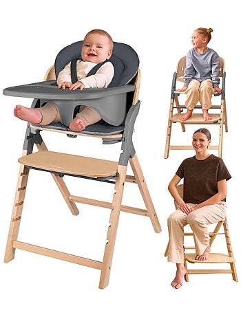 LIONELO Megan Seggiolone 3 in 1 in legno - Fino a 110 kg - Regolabile - Vassoio rimovibile