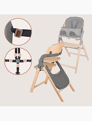 LIONELO Megan Seggiolone 3 in 1 in legno - Fino a 110 kg - Regolabile - Vassoio rimovibile