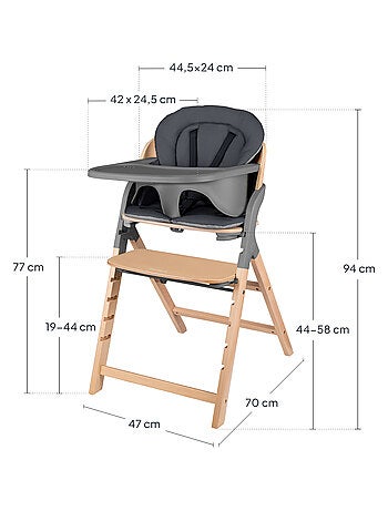 LIONELO Megan Seggiolone 3 in 1 in legno - Fino a 110 kg - Regolabile - Vassoio rimovibile
