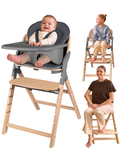 LIONELO Megan Seggiolone 3 in 1 in legno - Fino a 110 kg - Regolabile - Vassoio rimovibile - Kiabi