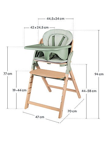 LIONELO Megan Seggiolone 3 in 1 in legno - Fino a 110 kg - Regolabile - Vassoio rimovibile