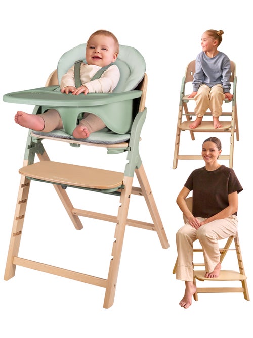 LIONELO Megan Seggiolone 3 in 1 in legno - Fino a 110 kg - Regolabile - Vassoio rimovibile - Kiabi