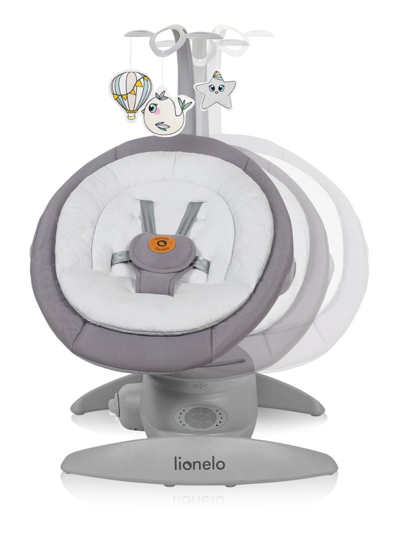 LIONELO Mell - Altalena per bambini a 360° - 12 melodie - 6 modalità - Telecomando - Bluetooth Grigio - Kiabi