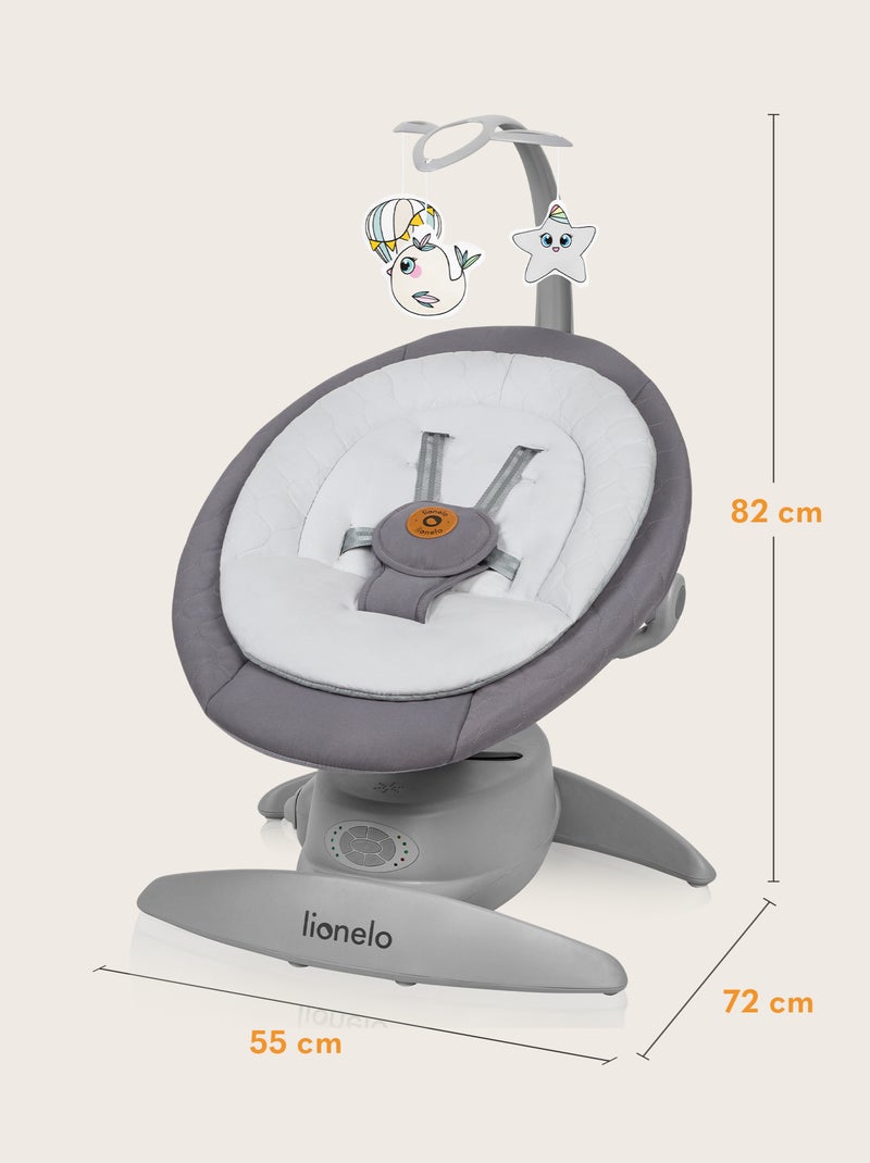 LIONELO Mell - Altalena per bambini a 360° - 12 melodie - 6 modalità - Telecomando - Bluetooth Grigio - Kiabi