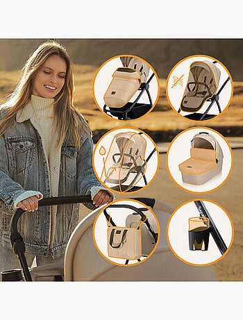 LIONELO Meril 2-in-1 Travel System - Fino a 22 kg - Include passeggino, navicella, borsa e accessori
