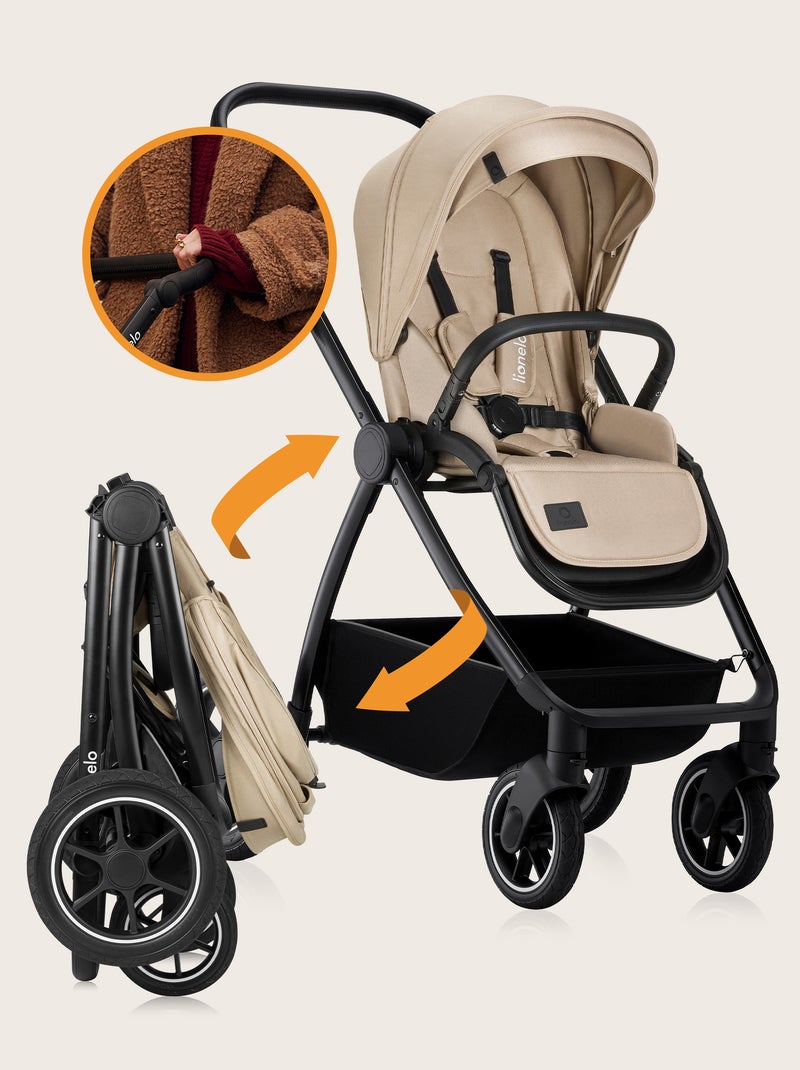 LIONELO Meril 2-in-1 Travel System - Fino a 22 kg - Include passeggino, navicella, borsa e accessori Beige - Kiabi
