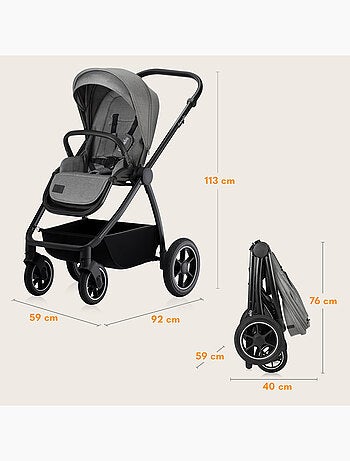 LIONELO Meril 2-in-1 Travel System - Fino a 22 kg - Include passeggino, navicella, borsa e accessori