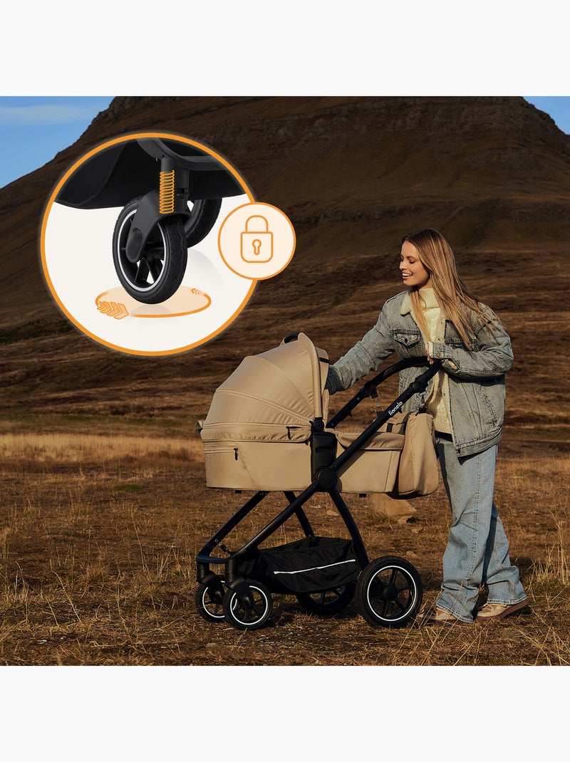 LIONELO Meril 2-in-1 Travel System - Fino a 22 kg - Include passeggino, navicella, borsa e accessori Nero - Kiabi