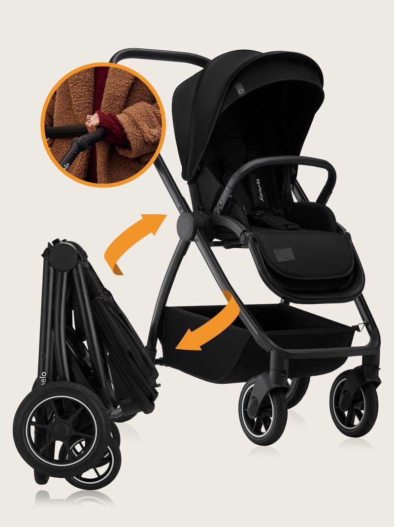 LIONELO Meril 2-in-1 Travel System - Fino a 22 kg - Include passeggino, navicella, borsa e accessori Nero - Kiabi