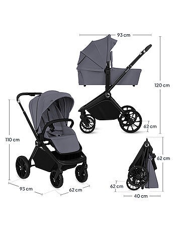 LIONELO Mika Plus 2-in-1 Travel System - Passeggino, navicella, borsa e accessori