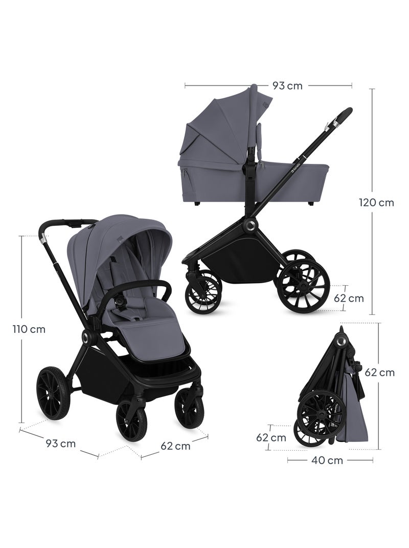 LIONELO Mika Plus 2-in-1 Travel System - Passeggino, navicella, borsa e accessori Grigio - Kiabi