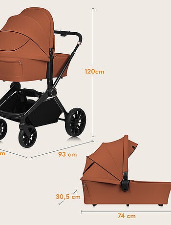 LIONELO Mika Plus 2-in-1 Travel System - Passeggino, navicella, borsa e accessori