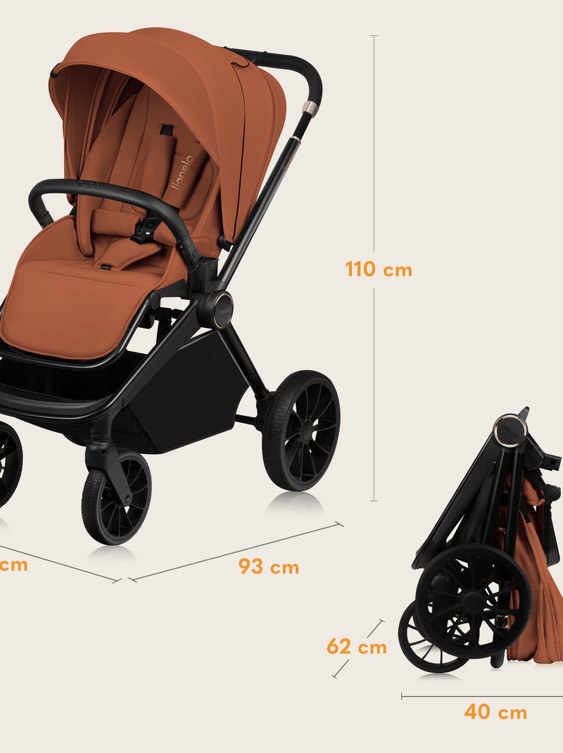 LIONELO Mika Plus 2-in-1 Travel System - Passeggino, navicella, borsa e accessori Marrone - Kiabi