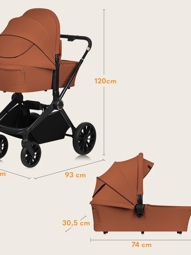 LIONELO Mika Plus 2-in-1 Travel System - Passeggino, navicella, borsa e accessori Marrone - Kiabi