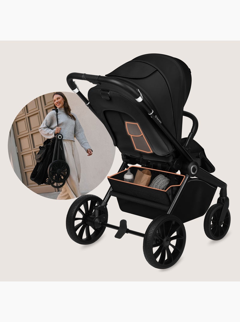 LIONELO Mika Plus 2-in-1 Travel System - Passeggino, navicella, borsa e accessori Nero - Kiabi