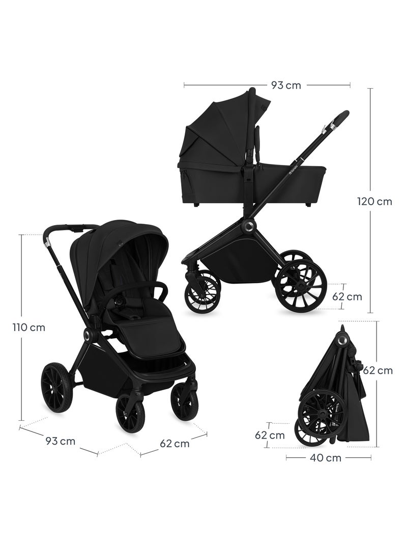 LIONELO Mika Plus 2-in-1 Travel System - Passeggino, navicella, borsa e accessori Nero - Kiabi