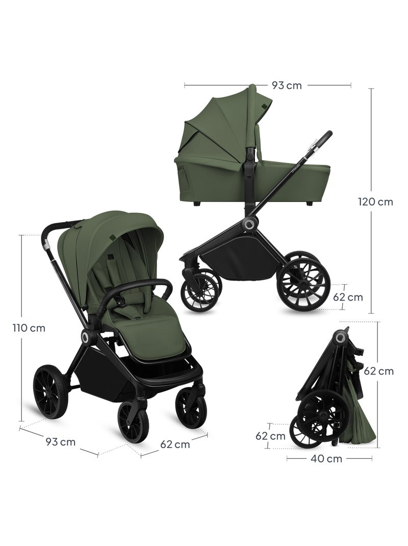 LIONELO Mika Plus 2-in-1 Travel System - Passeggino, navicella, borsa e accessori Verde - Kiabi