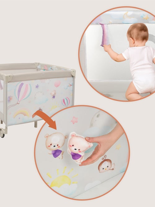 LIONELO Mille Box per bambini 100x100cm - Materasso ad alta densità - Ruote - Giocattoli in velcro - - Kiabi LIONELO Mille Box per bambini 100x100cm - Materasso ad alta densità - Ruote - Giocattoli in velcro - - Kiabi