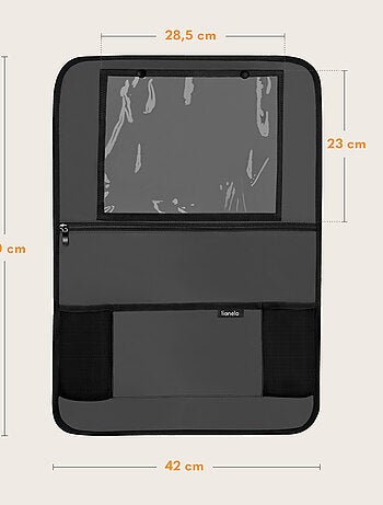 LIONELO Organizer per seggiolino auto 2 in 1 - Tasca trasparente - 5 tasche di diverse dimensioni