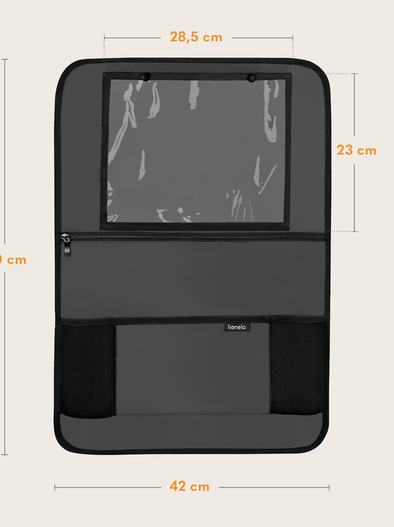 LIONELO Organizer per seggiolino auto 2 in 1 - Tasca trasparente - 5 tasche di diverse dimensioni Grigio - Kiabi