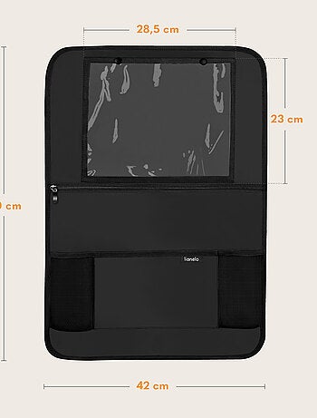 LIONELO Organizer per seggiolino auto 2 in 1 - Tasca trasparente - 5 tasche di diverse dimensioni
