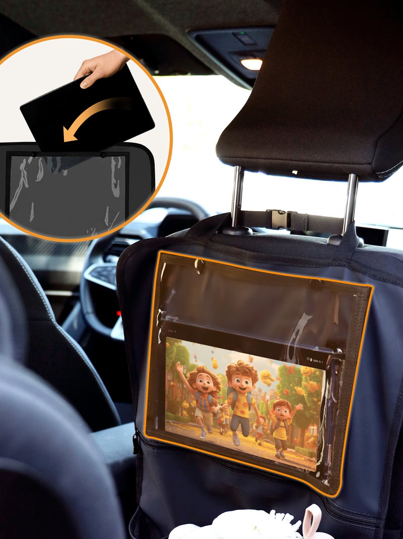 LIONELO Organizer per seggiolino auto 2 in 1 - Tasca trasparente - 5 tasche di diverse dimensioni Nero - Kiabi