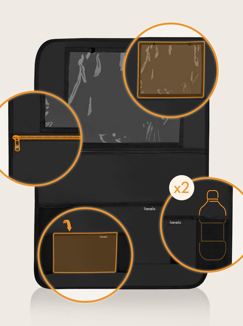 LIONELO Organizer per seggiolino auto 2 in 1 - Tasca trasparente - 5 tasche di diverse dimensioni Nero - Kiabi