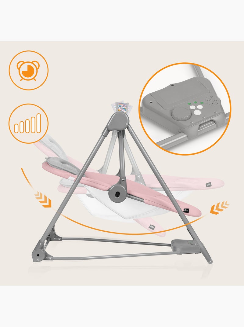 LIONELO Otto Altalena e Sdraietta - Suoni della Natura - 5 Velocità di Oscillazione - Pieghevole Com Rosa - Kiabi