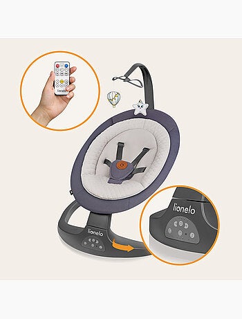 LIONELO Ralf - Sdraietta e altalena elettrica per bambini - Telecomando - 5 velocità di oscillazione