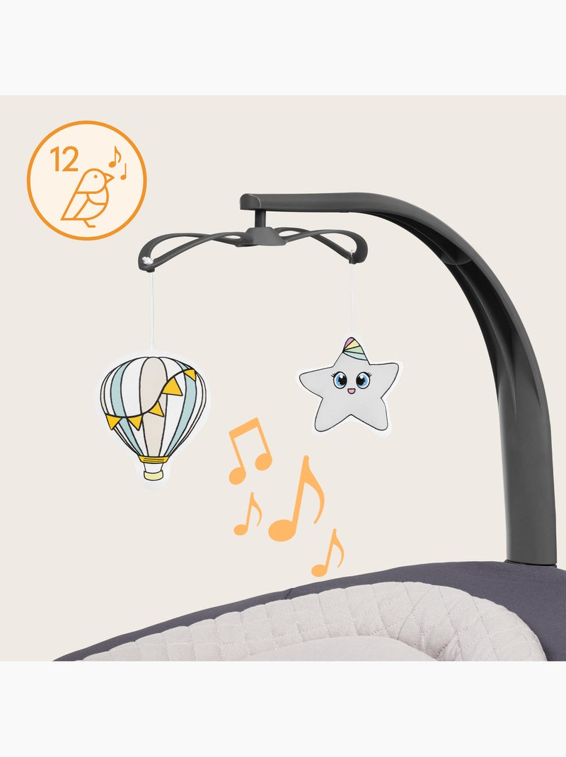 LIONELO Ralf - Sdraietta e altalena elettrica per bambini - Telecomando - 5 velocità di oscillazione Grigio beige - Kiabi
